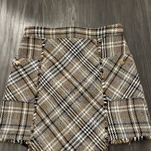 Zara Plaid Tan Skirt